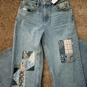 Abercrombie & Fitch Blue Patchwork Straight Leg Jeans